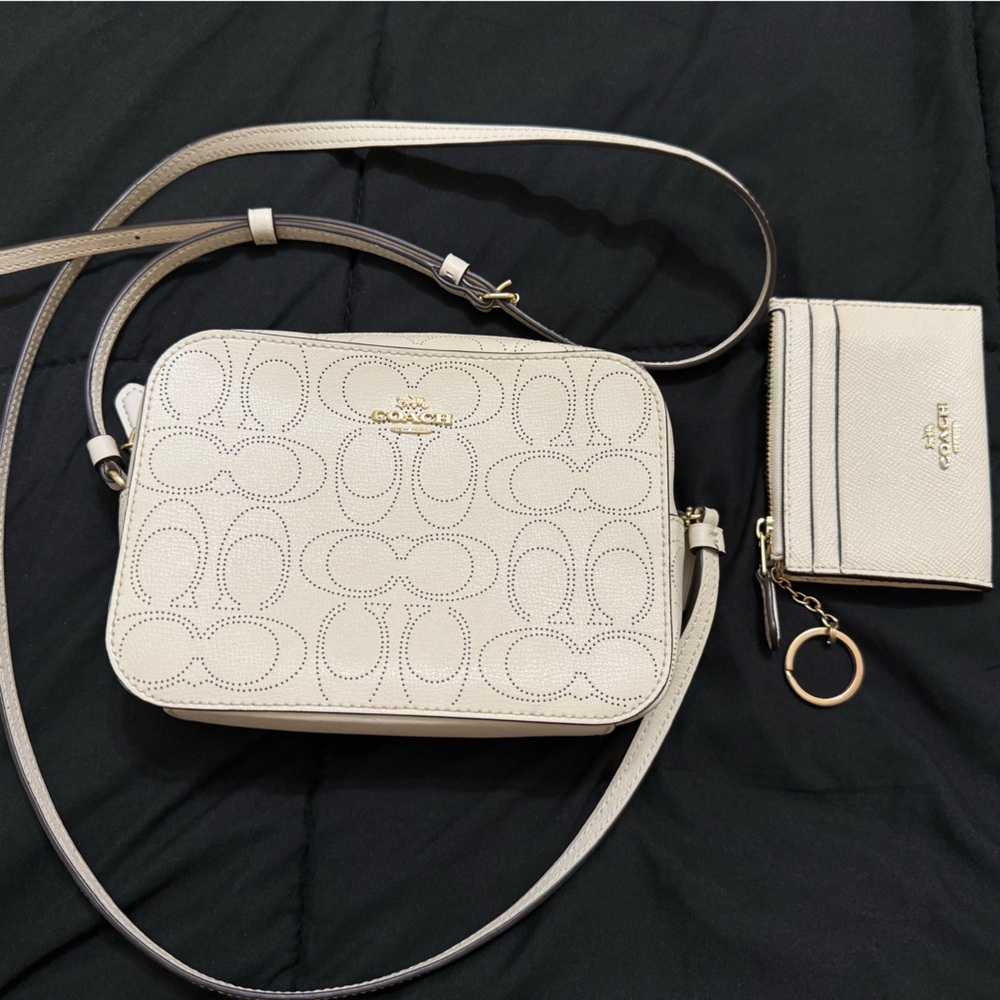 Coach White/Cream Crossbody with Wallet.